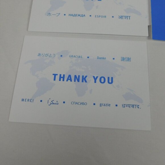 Lot of 4 Blank Note Cards Human Rights Watch HRW Hope Thank You Blue White Env - Picture 8 of 8